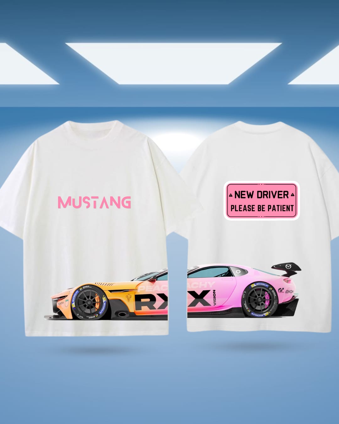 Mustang Racing Oversized T-Shirt – 200 GSM Pure Cotton Bio-Wash Tee 