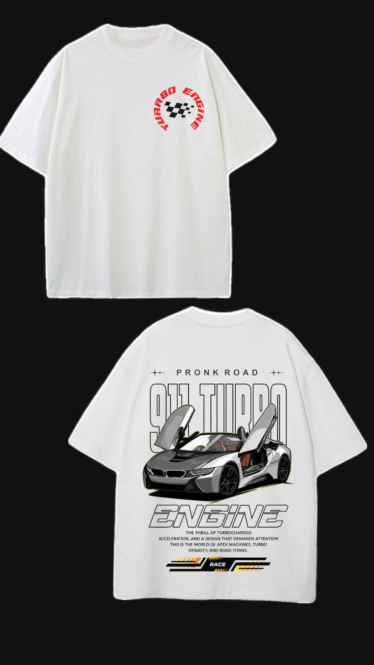 Turbo Engine Oversized T-Shirt – Premium 200 GSM Pure Cotton Bio-Wash Streetwear Tee